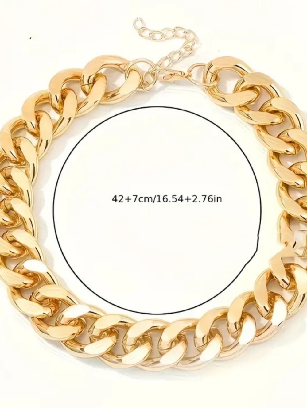 Gold Cuban Link Chain Statement Necklace; Adjustable 16.5” + 2" Extender; NWOT - Picture 4 of 5